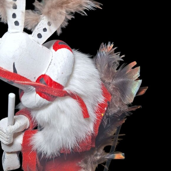 Kachina Doll Kokopelli Freda Charly 125707 Vintage Native Art Feather Fur Music - Picture 9 of 12